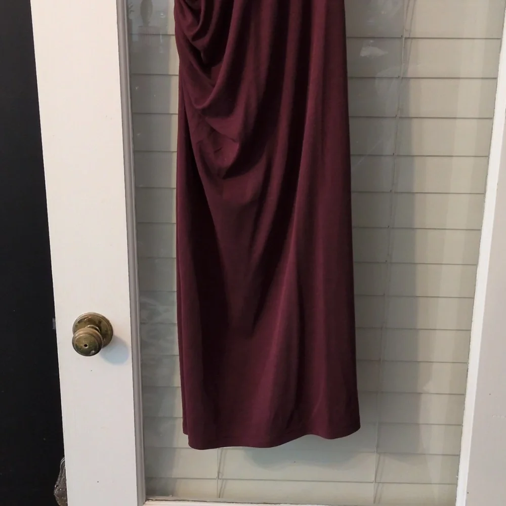 Brass Shirred Midi Dress Black Cherry - Picture 5 of 6